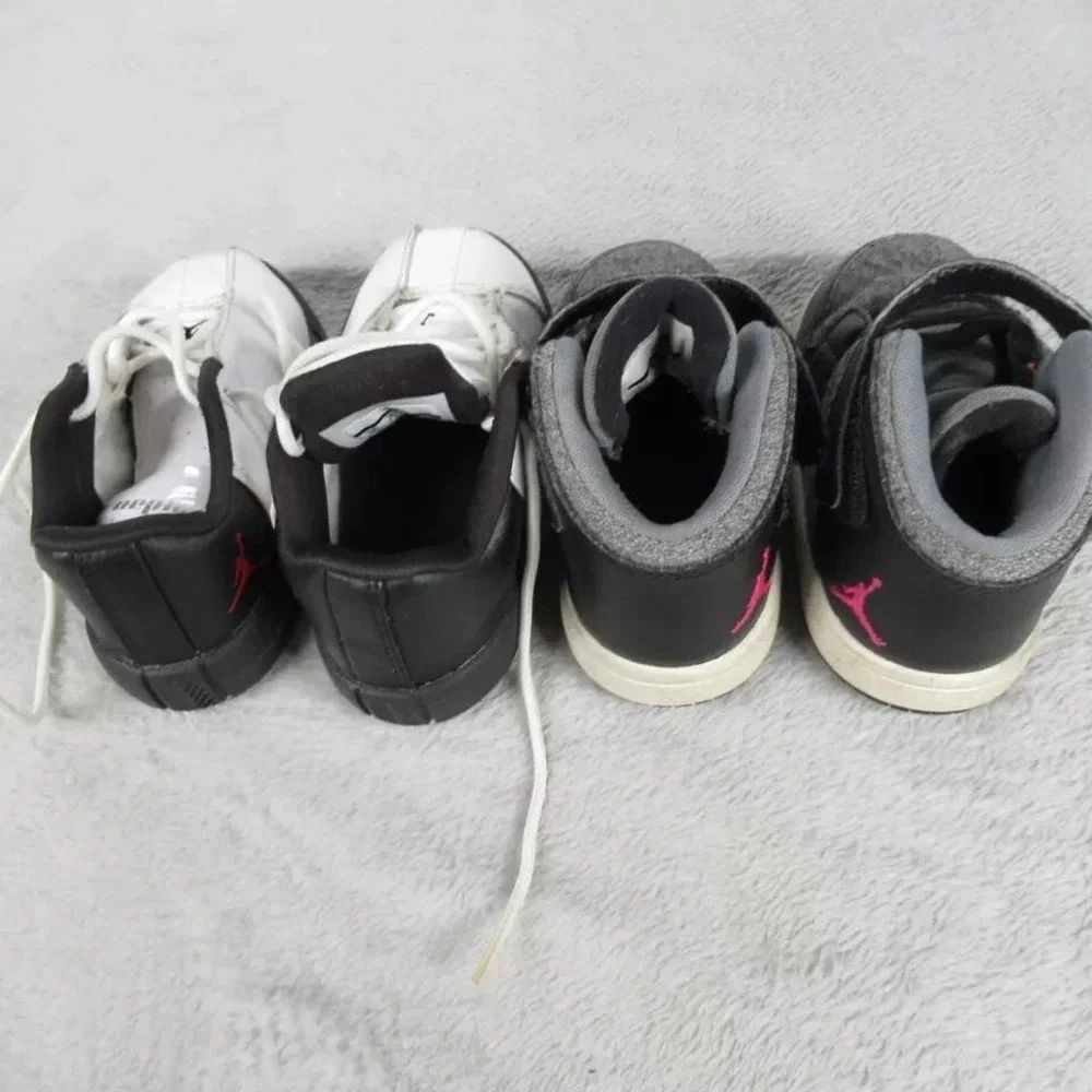 2 Pairs Jordan Sneakers Kids 5C White Gray Flight 4 TE 2 Low Basketball‎ Low Top